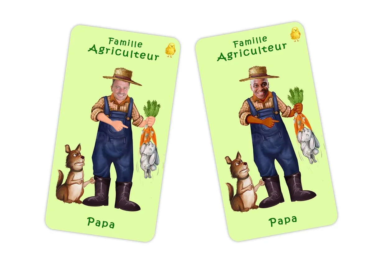 Adaptation couleur de peau dans le jeu 7 familles Métiers
